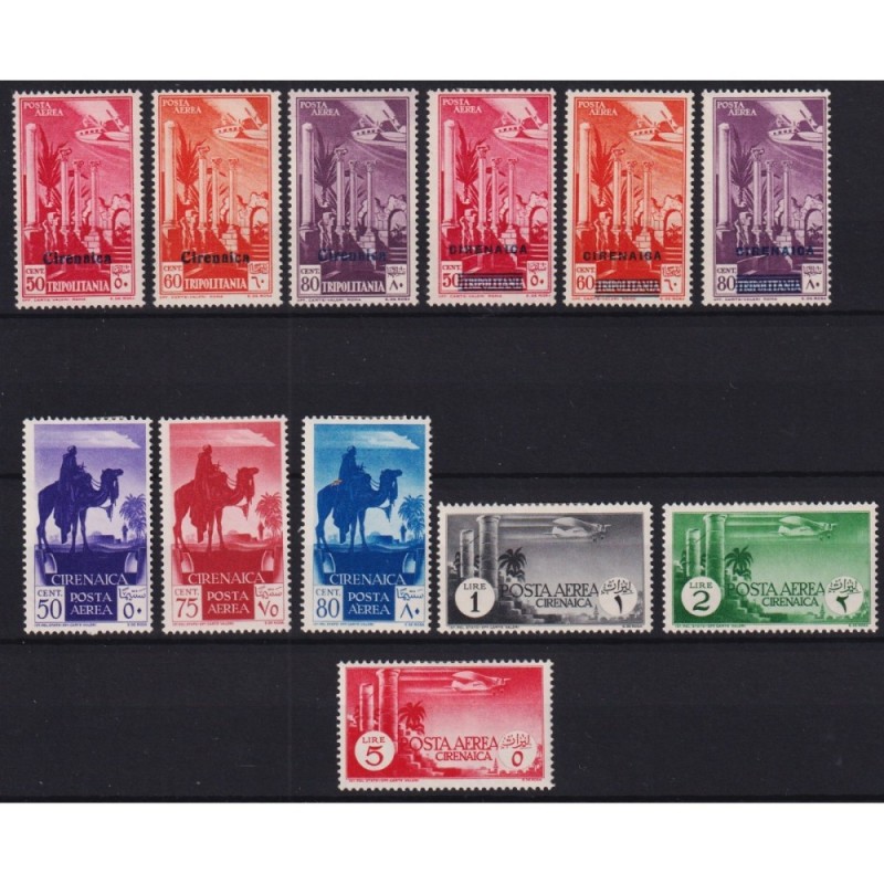 COLONIE CIRENAICA 1932 POSTA AEREA 6 V. + SOGGETTI AFRICANI 6 V. G....