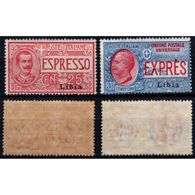 COLONIE LIBIA 1915 ESPRESSI SOPRASTAMPATI N.1-2 G.I MNH**  | Filate...