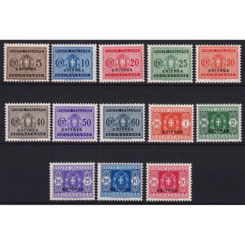 COLONIE ERITREA 1934 SEGNATASSE 13 VALORI G.I MNH**  | Filatelia Me...