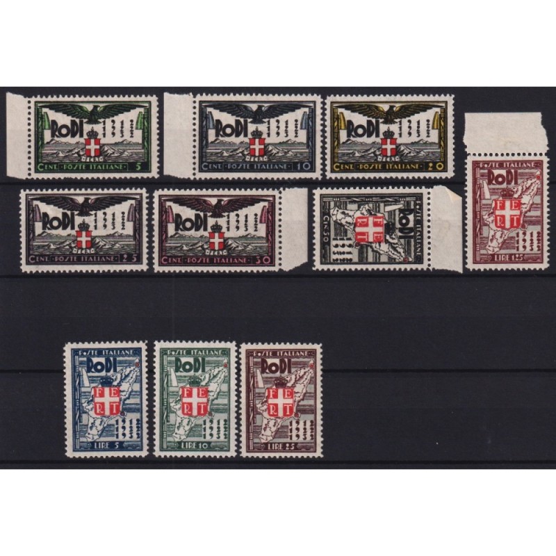 COLONIE EGEO 1932 VENTENNALE DEI FASCI 10 VALORI G.I MNH** CERT.  |...