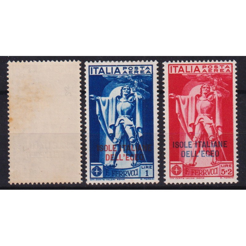 COLONIE EGEO 1930 POSTA AEREA FERRUCCI 3 V. G.O MH*  | Filatelia Me...