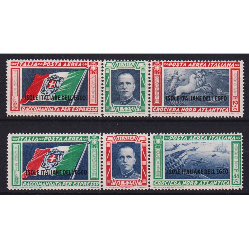 COLONIE EGEO 1933 P/A TRITTICI CROCIERA BALBO 2 V. G.I MNH**  | Fil...