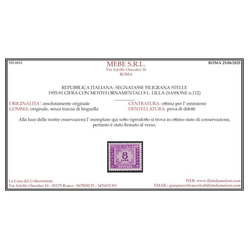 REPUBBLICA 1955-81 SEGNATASSE STELLE 9 V. G.I MNH** CERT.  | Filate...