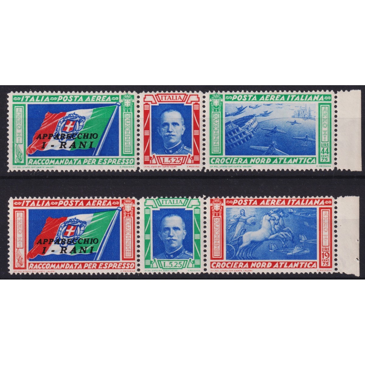 REGNO D'ITALIA 1933 TRITTICO CROCIERA ATLANTICA I – RANI G.I MNH** ... REGNO D'ITALIA 1933 TRITTICO CROCIERA ATLANTICA I – RANI G.I MNH** ...