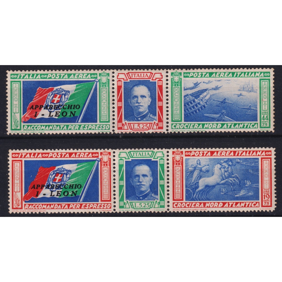 REGNO D'ITALIA 1933 TRITTICO CROCIERA ATLANTICA I – LEON G.I MNH** ... REGNO D'ITALIA 1933 TRITTICO CROCIERA ATLANTICA I – LEON G.I MNH** ...