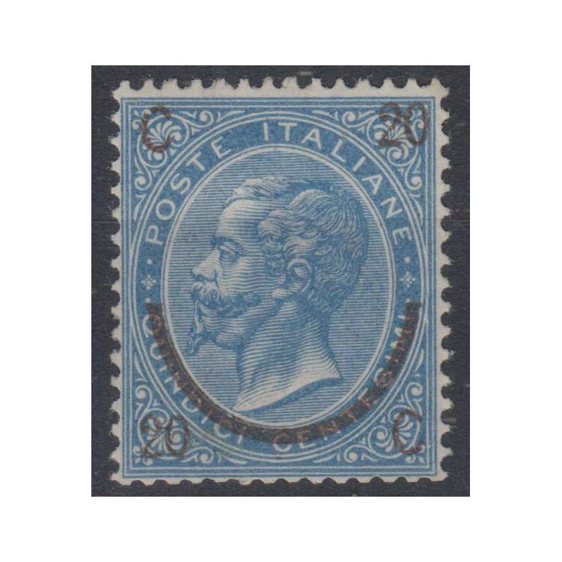 REGNO D'ITALIA 1865 15 C. SU 20 C. II FERRO DI CAVALLO N.19 LEGGERA...