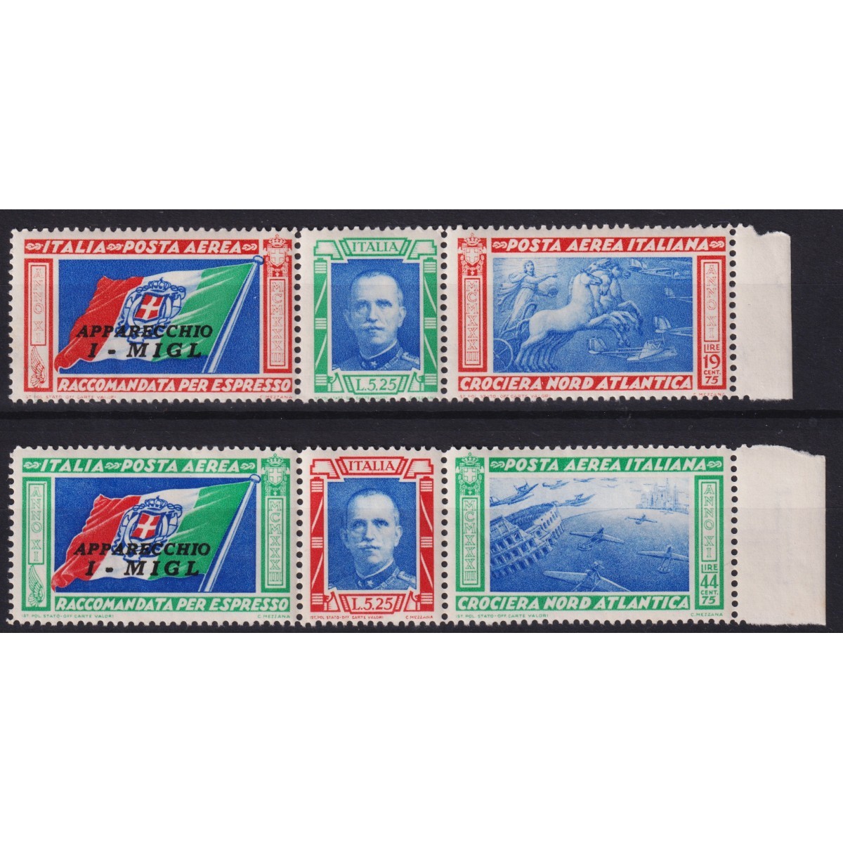 REGNO 1933 TRITTICO CROCIERA NORD ATLANTICA I – MIGL G.I MNH** CERT... REGNO 1933 TRITTICO CROCIERA NORD ATLANTICA I – MIGL G.I MNH** CERT...