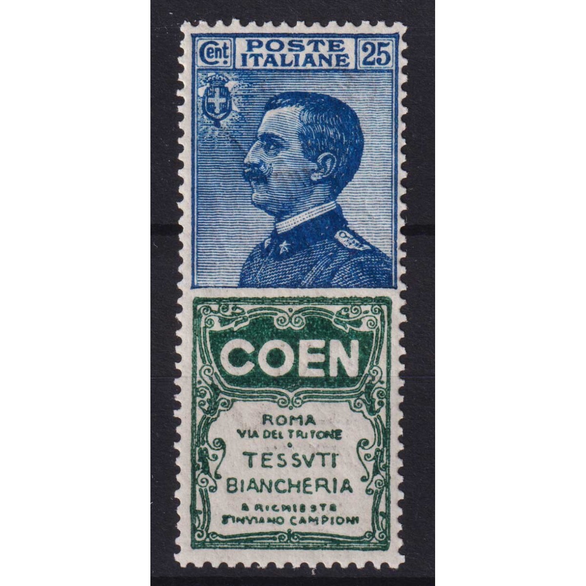 REGNO PUBBLICITARI 1924 25 CENTESIMI COEN N.5 G.I MNH** CENTRATO CE... REGNO PUBBLICITARI 1924 25 CENTESIMI COEN N.5 G.I MNH** CENTRATO CE...