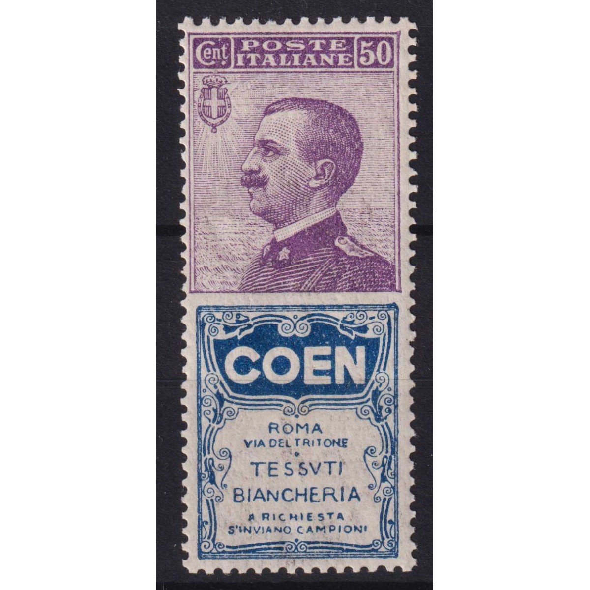 REGNO PUBBLICITARI 1924 50 CENTESIMI COEN N.10 G.I MNH** CERT. CENT... REGNO PUBBLICITARI 1924 50 CENTESIMI COEN N.10 G.I MNH** CERT. CENT...