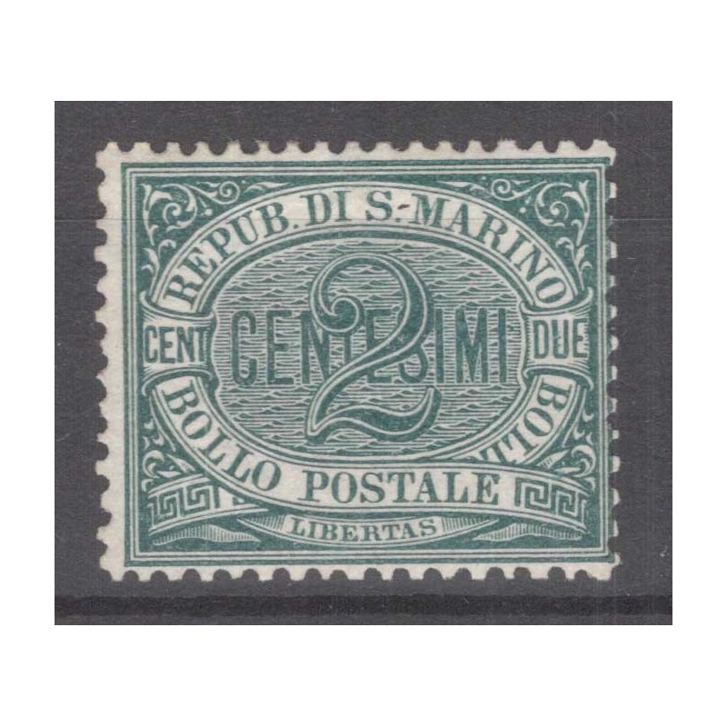 SAN MARINO 1877-90 STEMMA 2 CENTESIMI N.1 G.I MNH**  | Filatelia Me...