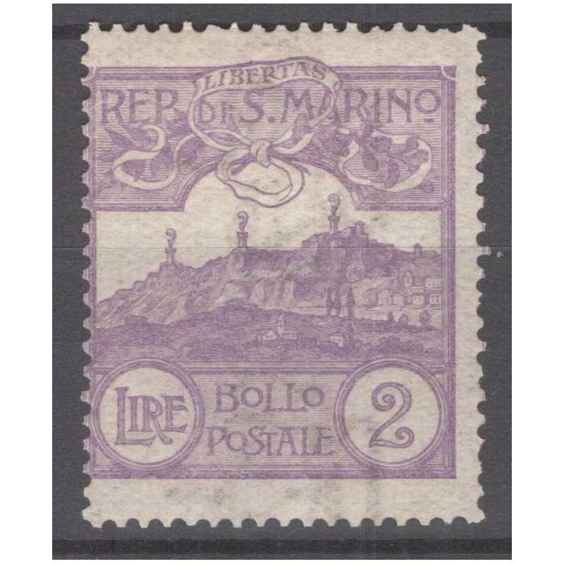 SAN MARINO 1903 VEDUTA 2 LIRE N.44 G.I MNH** CERT.  | Filatelia Meloni