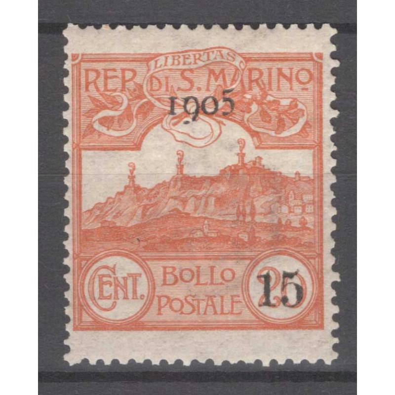 SAN MARINO 1905 VEDUTA 15 C. SU 20 C. N.46 G.I MNH**  | Filatelia M...