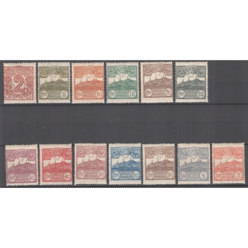 SAN MARINO 1921-23 CIFRA E VEDUTA 13 VALORI G.I MNH**  | Filatelia ...