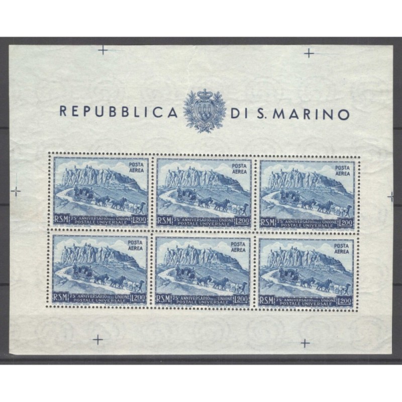 SAN MARINO 1951 FOGLIETTO UPU N.9 G.I MNH**  | Filatelia Meloni