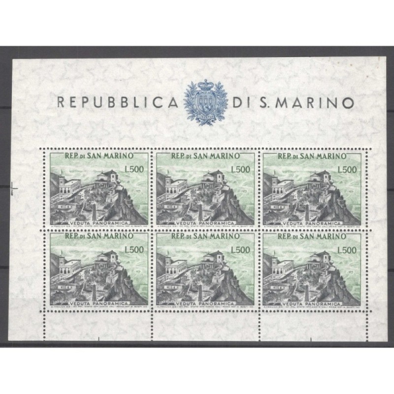 SAN MARINO 1958 FOGLIETTO VEDUTA N.18 G.I MNH** CERT.  | Filatelia ...