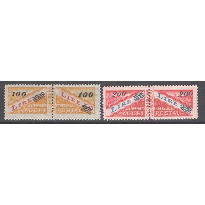 SAN MARINO 1948-50 PACCHI POSTALI 2 VALORI N.33-34 G.I MNH**  | Fil...