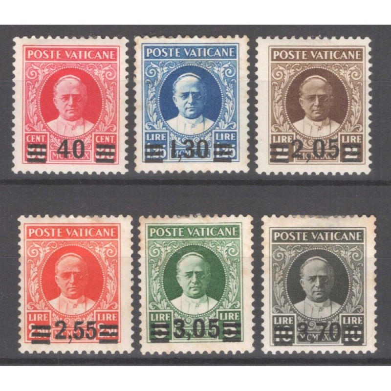 VATICANO PIO XI 1934 PROVVISORIA 6 V. S.7 G.O. MH* CERT.  | Filatel...