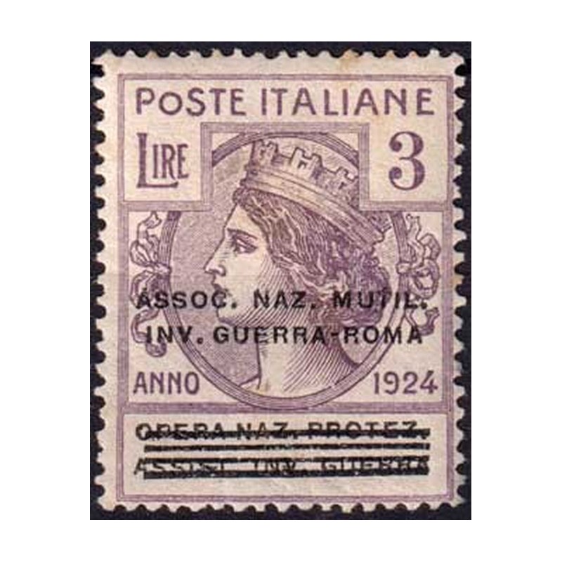 REGNO 1924 PARASTATALI ASSOC. NAZ. MULTIL. INV. GUERRA ROMA 3 LIRE ...