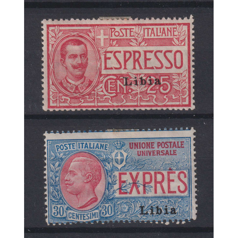 COLONIE LIBIA 1915 ESPRESSI SOPRASTAMPATI 2 VALORI N.1-2 G.O MH*  |...