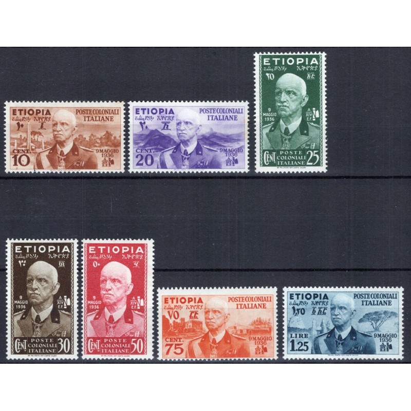 COLONIE ETIOPIA 1936 SERIE COMPLETA 7 VALORI G.I MNH**  | Filatelia...