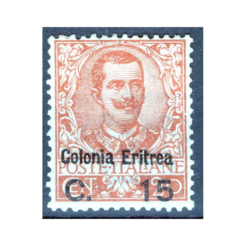 COLONIE ERITREA 1905 FLOREALE SOPRASTAMPATA 15 C. SU 20 C. N.30 G.O...