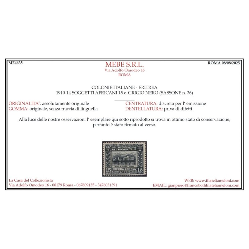 COLONIE ERITREA 1914-15 SOGGETTI AFRICANI 4 V. G.I MNH** CERT.  | F...