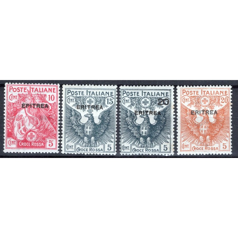 COLONIE ERITREA 1916 CROCE ROSSA 4 VALORI G.I MNH**  | Filatelia Me...