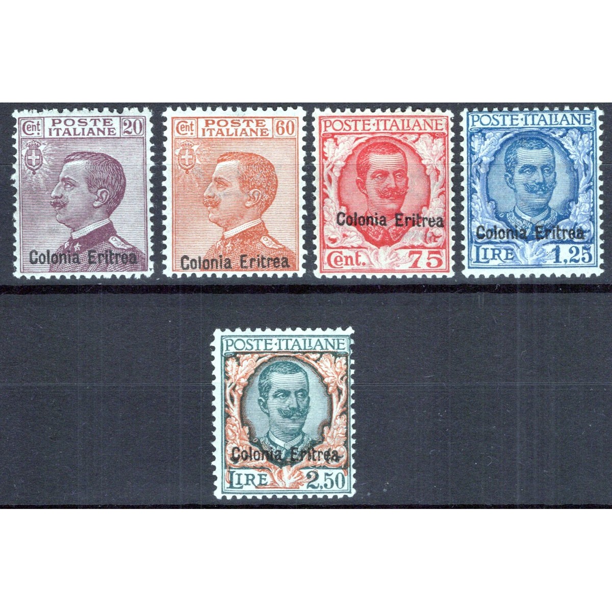 COLONIE ERITREA 1928-29 SERIE COMPLETA 5 V. N.123-127 G.I MNH**  | ... COLONIE ERITREA 1928-29 SERIE COMPLETA 5 V. N.123-127 G.I MNH**  | ...