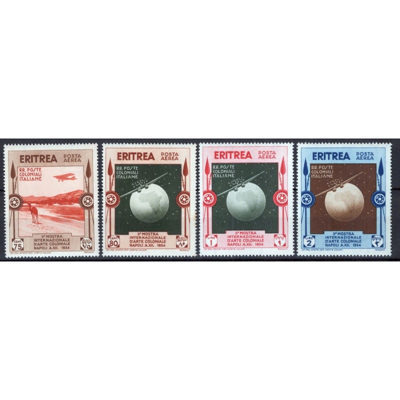 COLONIE ERITREA 1934 II MOSTRA INTERNAZIONALE D'ARTE 12 VALORI G.I ...