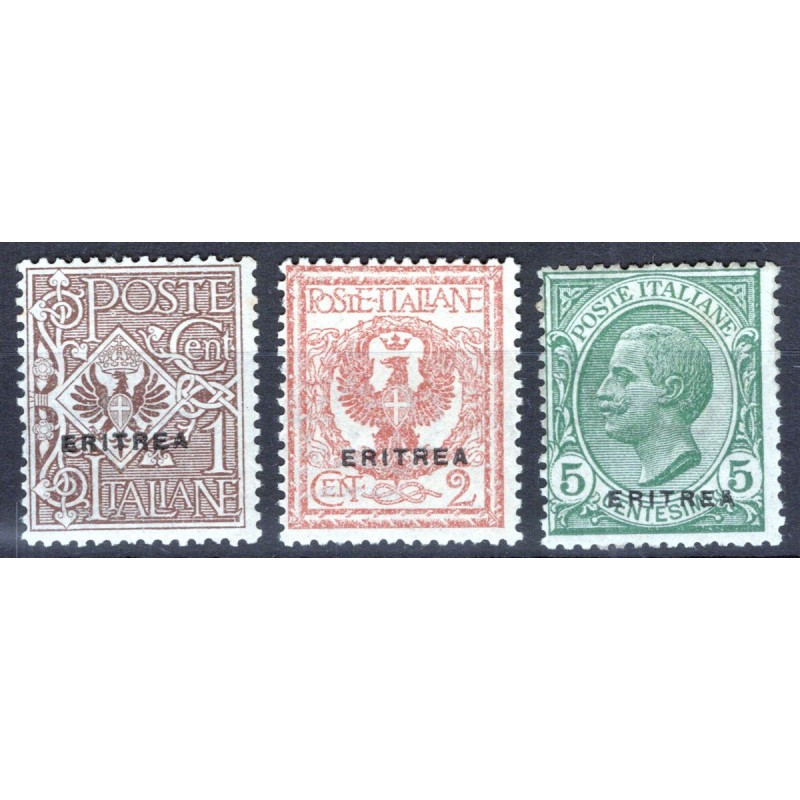 COLONIE ERITREA 1924 FRANCOBOLLI SOPR. 3 VALORI N.77-79 G.I MNH**  ...