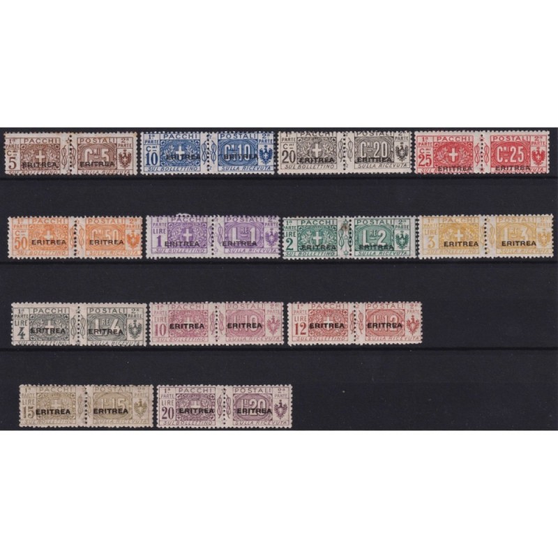 COLONIE ERITREA 1917-24 PACCHI POSTALI NODO 13 VALORI G.I MNH** CER...