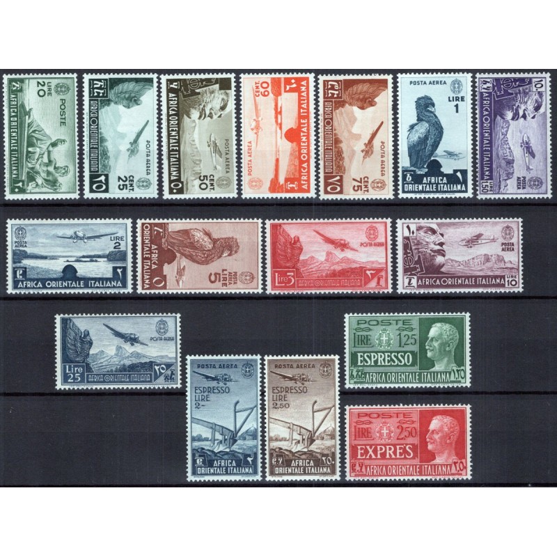 COLONIE AFRICA ORIENTALE 1938 SOGGETTI VARI 35 VALORI G.I MNH** CER...