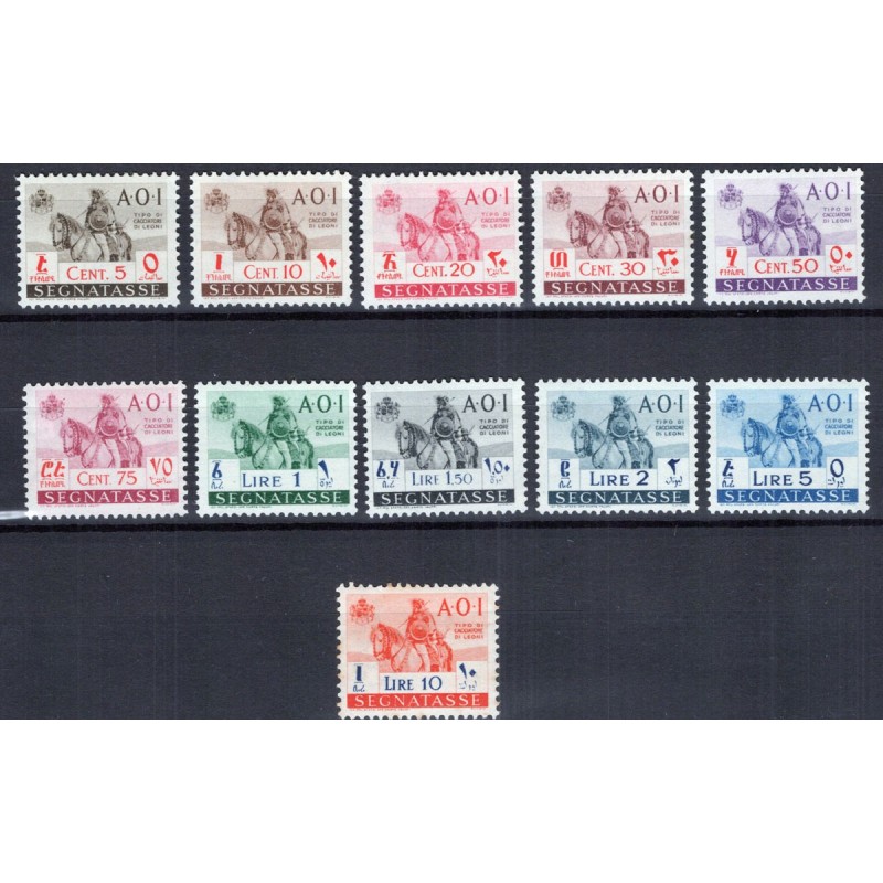 COLONIE AFRICA ORIENTALE 1942 SEGNATASSE 11 VALORI G.I MNH**  | Fil...