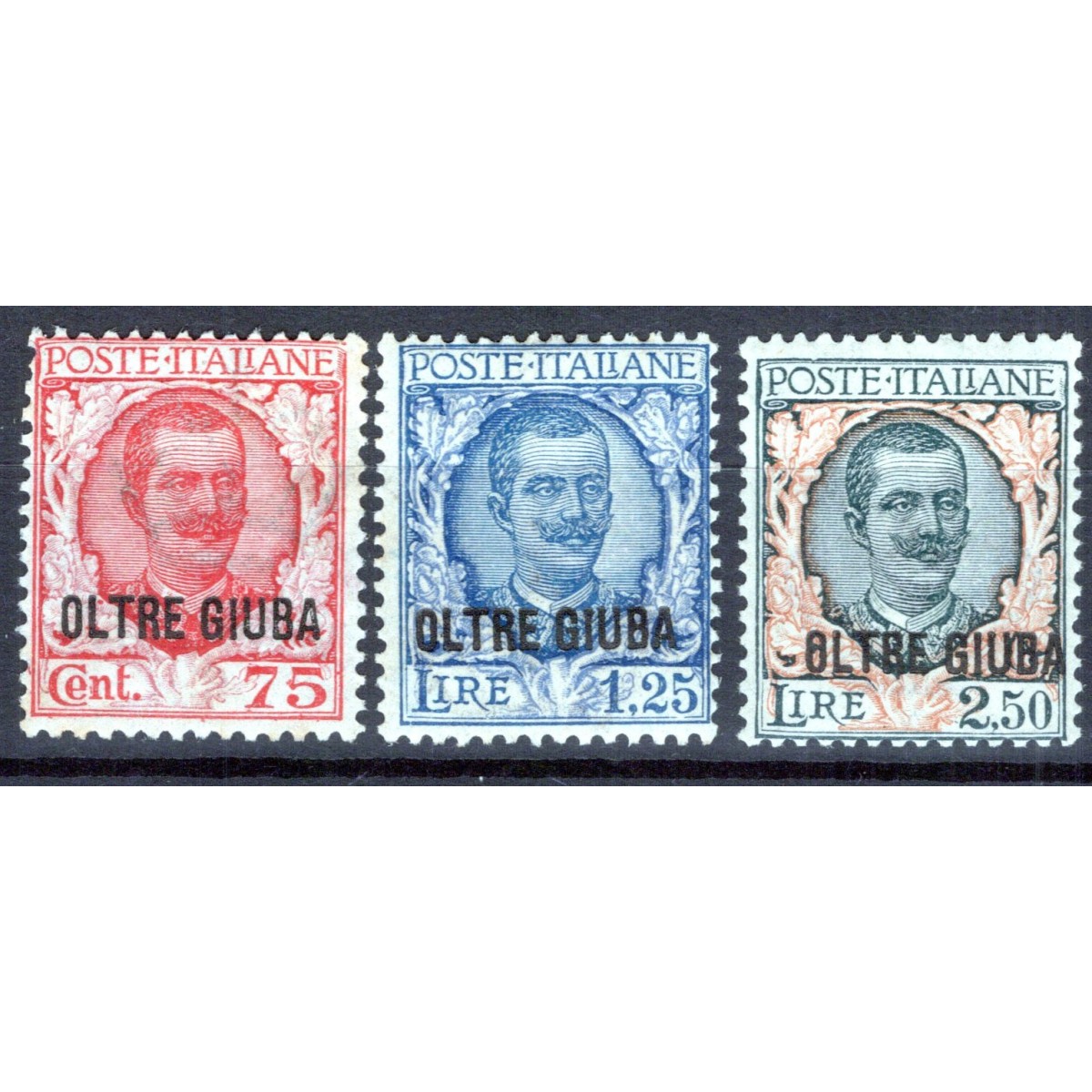 COLONIE OLTRE GIUBA 1926 FRANCOBOLLI SOPR. 3 VALORI G.I MNH** CERT.... COLONIE OLTRE GIUBA 1926 FRANCOBOLLI SOPR. 3 VALORI G.I MNH** CERT....