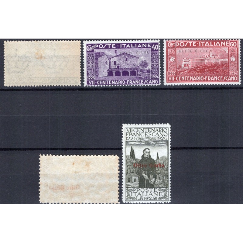 COLONIE OLTRE GIUBA 1926 SAN FRANCESCO 5 VALORI G.I MNH**  | Filate...