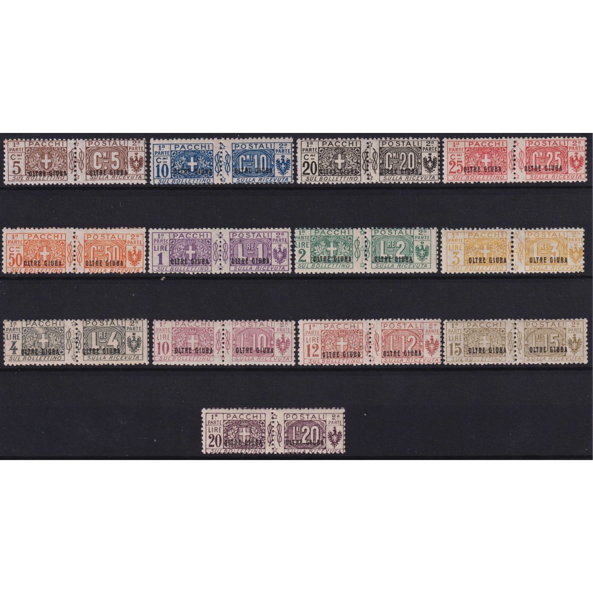 COLONIE OLTRE GIUBA 1925 PACCHI POSTALI NODO 13 VALORI G.I MNH** CE... COLONIE OLTRE GIUBA 1925 PACCHI POSTALI NODO 13 VALORI G.I MNH** CE...