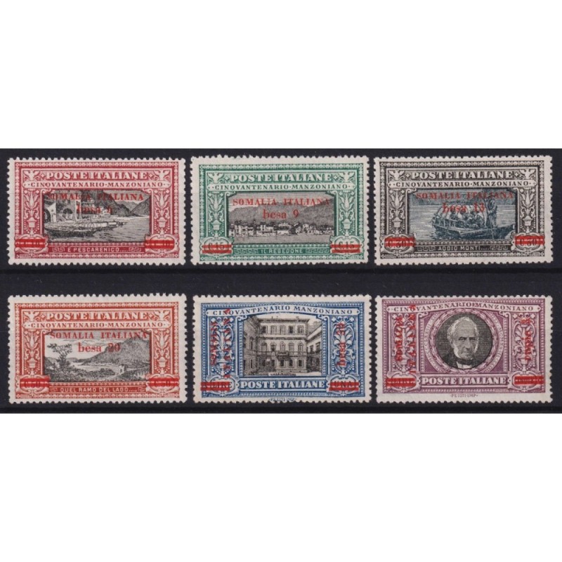 COLONIE SOMALIA 1924 MANZONI 6 VALORI G.I MNH** CERT.  | Filatelia ...