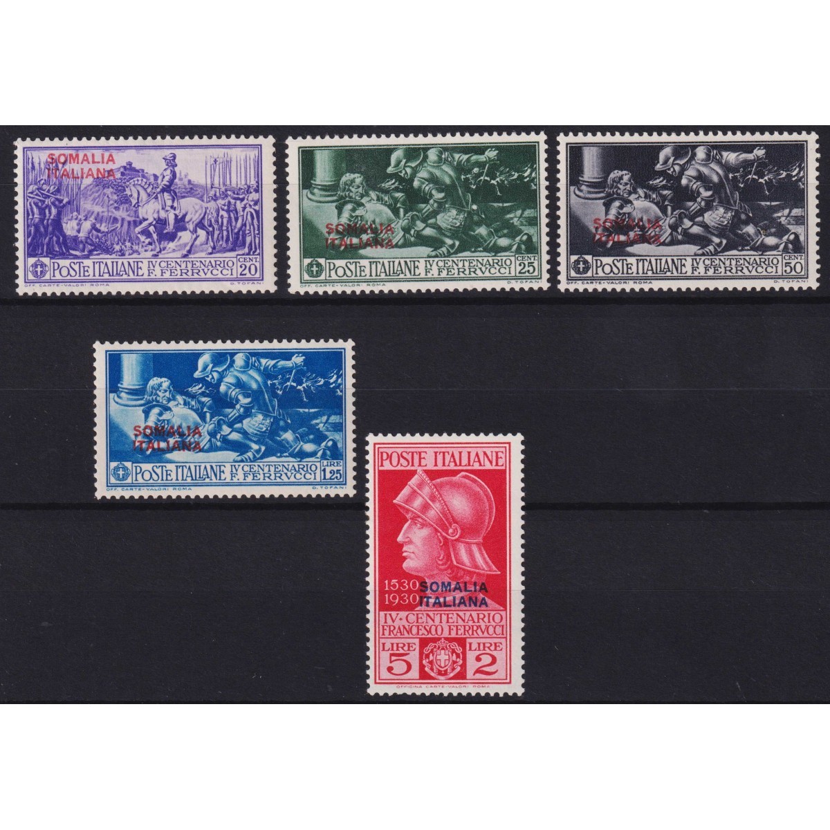 COLONIE SOMALIA 1930 FERRUCCI 5 VALORI G.I MNH**  | Filatelia Meloni COLONIE SOMALIA 1930 FERRUCCI 5 VALORI G.I MNH**  | Filatelia Meloni