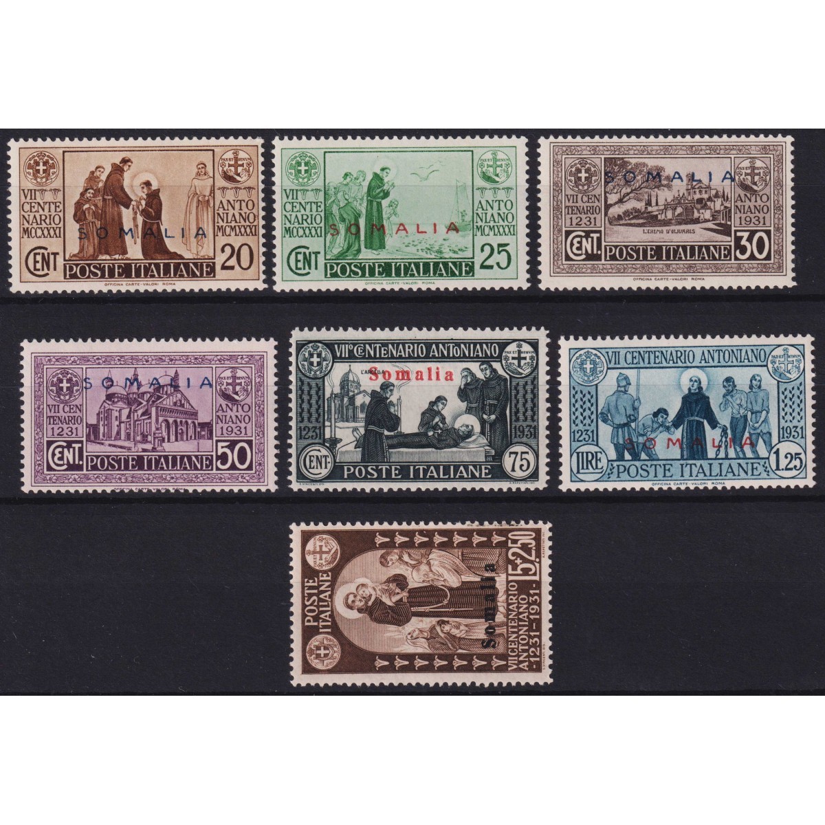 COLONIE SOMALIA 1931 S. ANTONIO 7 VALORI G.I MNH**  | Filatelia Meloni COLONIE SOMALIA 1931 S. ANTONIO 7 VALORI G.I MNH**  | Filatelia Meloni