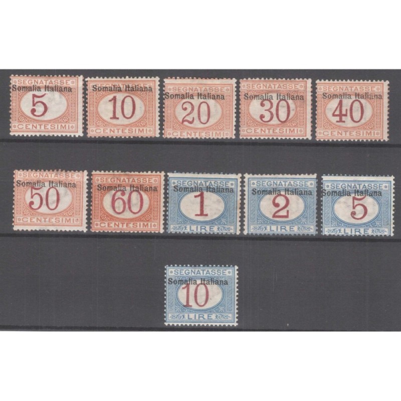 COLONIE SOMALIA 1909 SEGNATASSE 11 V. N.12-13 G.I MNH** / G.O MLH* ...