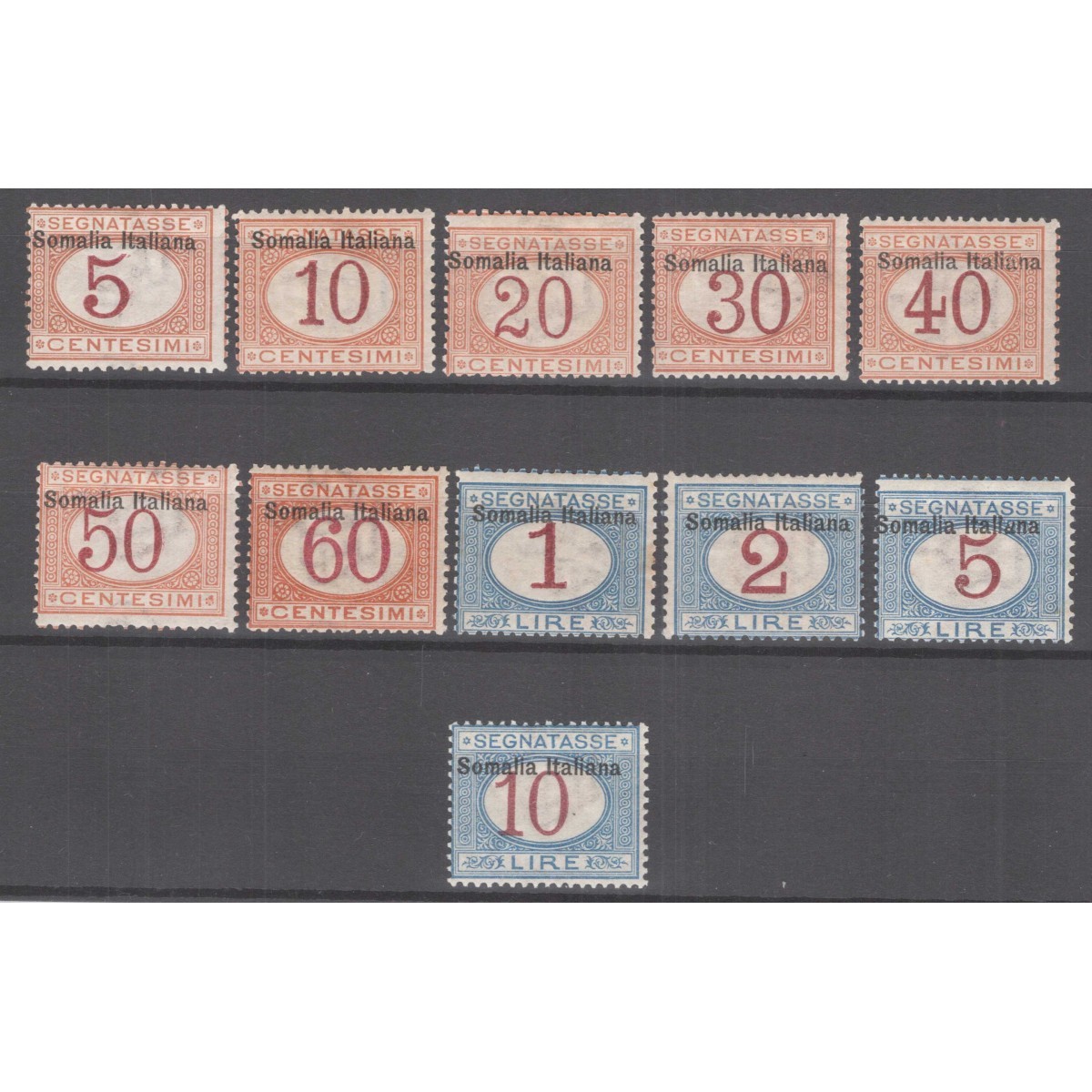 COLONIE SOMALIA 1909 SEGNATASSE 11 V. N.12-13 G.I MNH** / G.O MLH* ... COLONIE SOMALIA 1909 SEGNATASSE 11 V. N.12-13 G.I MNH** / G.O MLH* ...