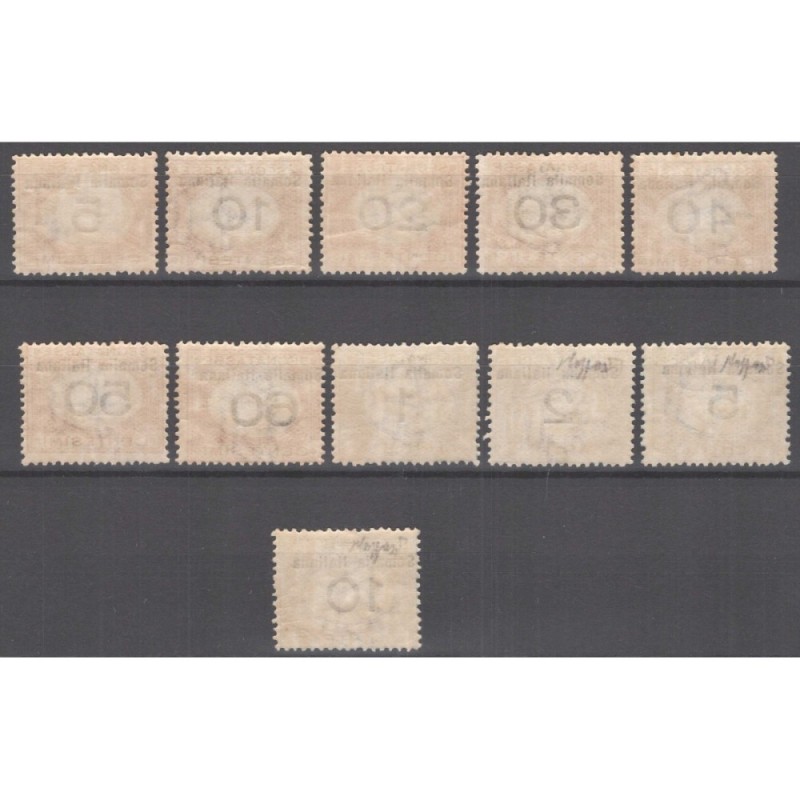 COLONIE SOMALIA 1926 SEGNATASSE 11 VALORI N.41-51 G.I MNH** CERT.  ...