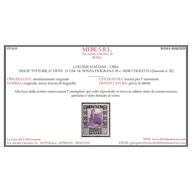COLONIE LIBIA 1924-29 PITTORICA 10 V. N.44-53 G.I MNH** CERT.  | Fi...