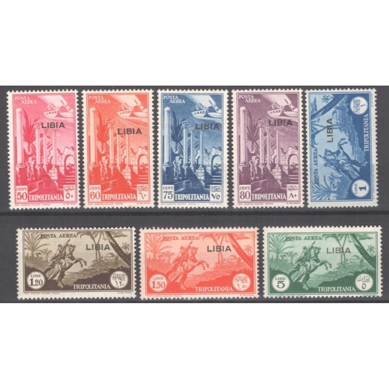 COLONIE LIBIA 1940-41 POSTA AEREA SERIE COMPLETA 8 V. G.I MNH**  | ...