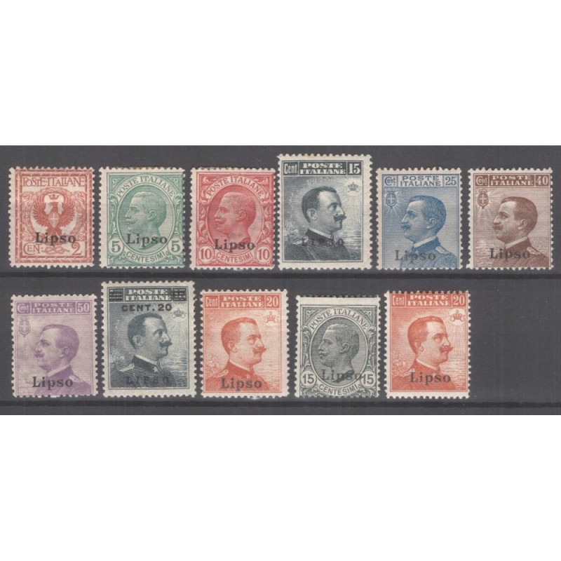 COLONIE LIPSO 1912 SERIE COMPLETA MICHETTI 11 V. G.I MNH** / G.O MH...