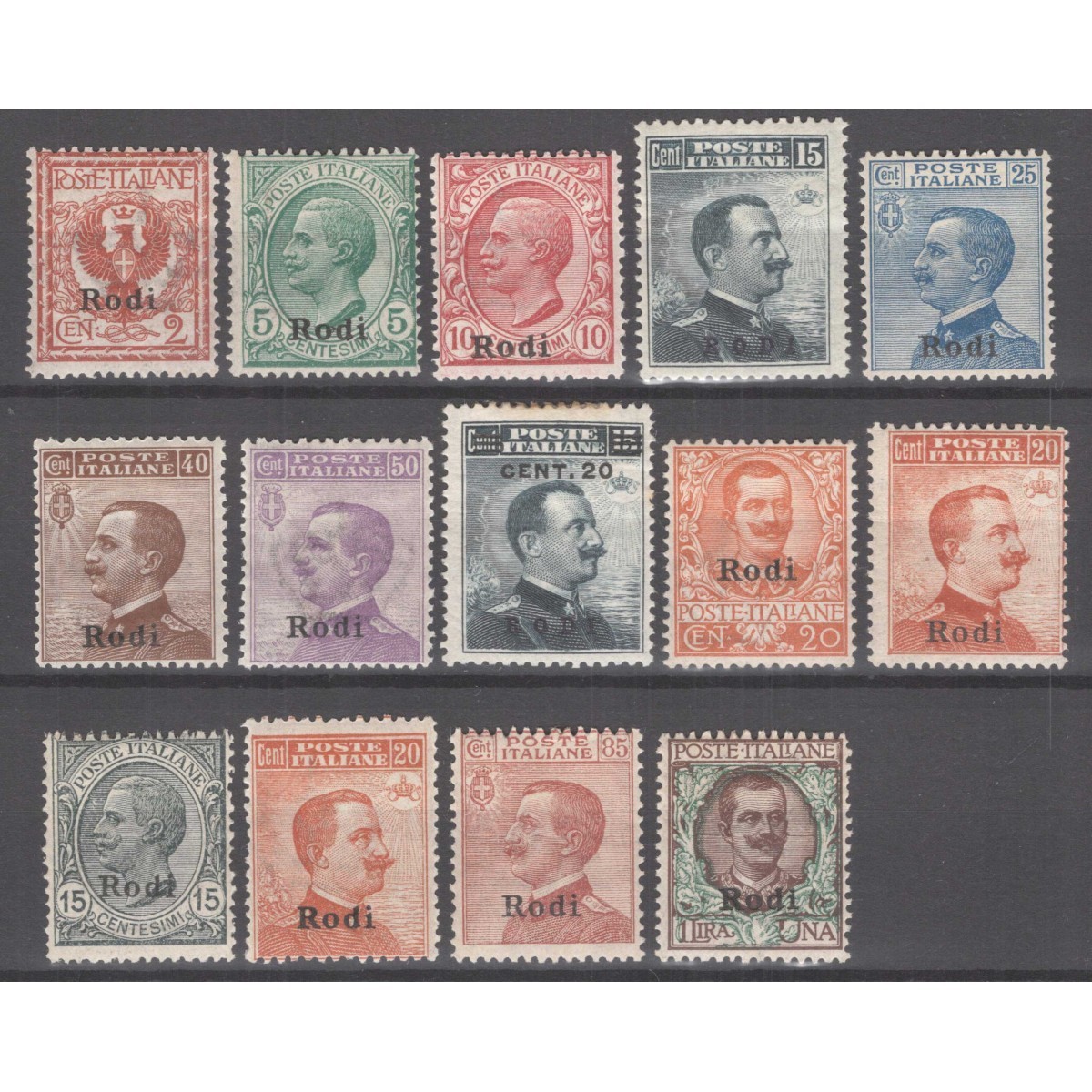 COLONIE RODI 1912 SERIE COMPLETA MICHETTI 14 V. G.I MNH** / G.O MH*... COLONIE RODI 1912 SERIE COMPLETA MICHETTI 14 V. G.I MNH** / G.O MH*...
