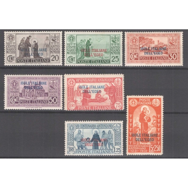 COLONIE EGEO 1932 S. ANTONIO 7 VALORI G.I MNH** CERT.  | Filatelia ...