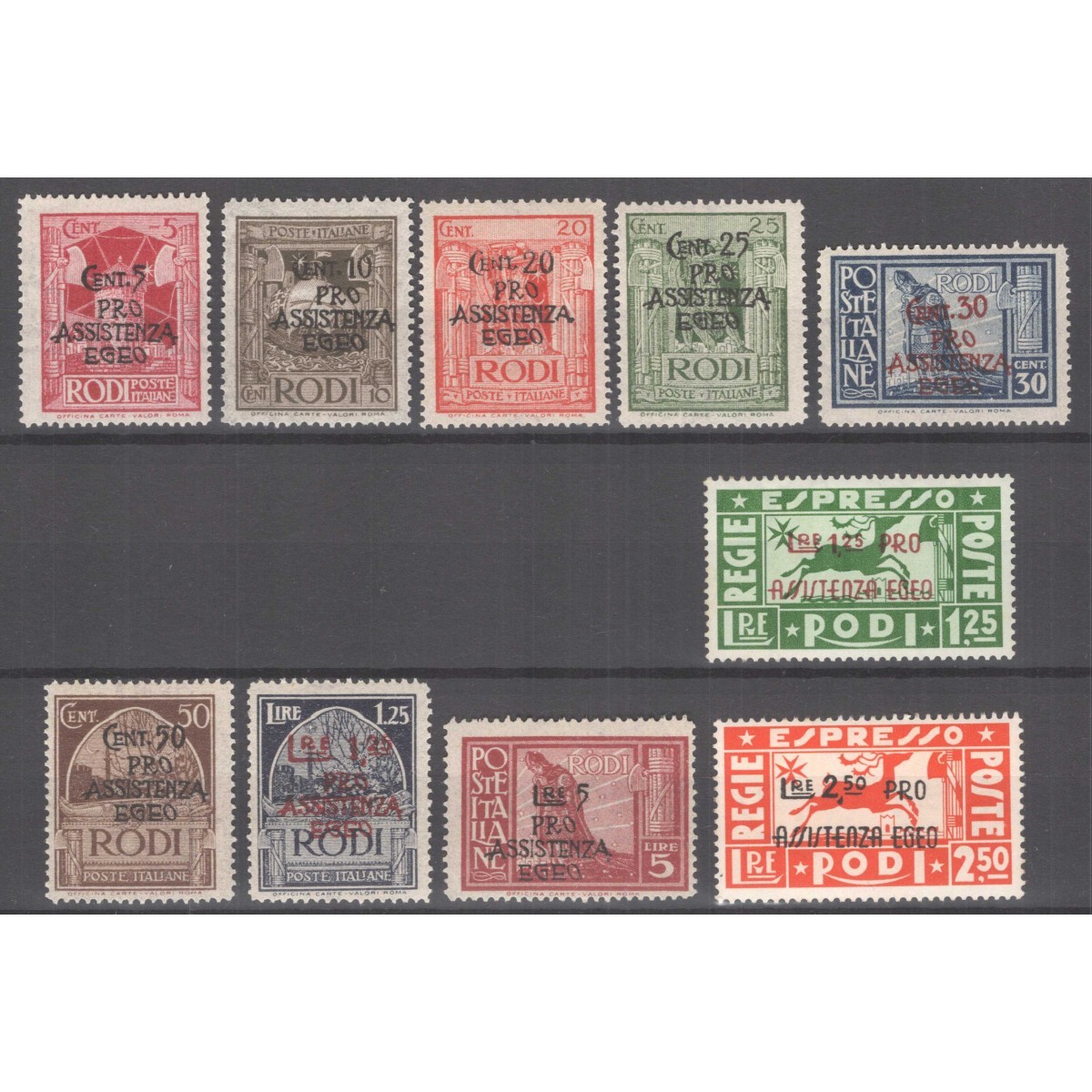 OCCUPAZIONE EGEO 1943 PRO ASSISTENZA EGEO 10 V. G.I MNH** ESPRESSI ... OCCUPAZIONE EGEO 1943 PRO ASSISTENZA EGEO 10 V. G.I MNH** ESPRESSI ...