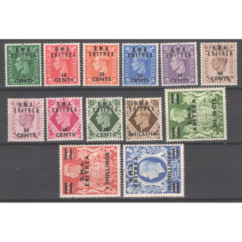 OCCUPAZIONI ERITREA 1948-49 SERIE COMPLETA B.M.A 13 V. G.I MNH**  |...