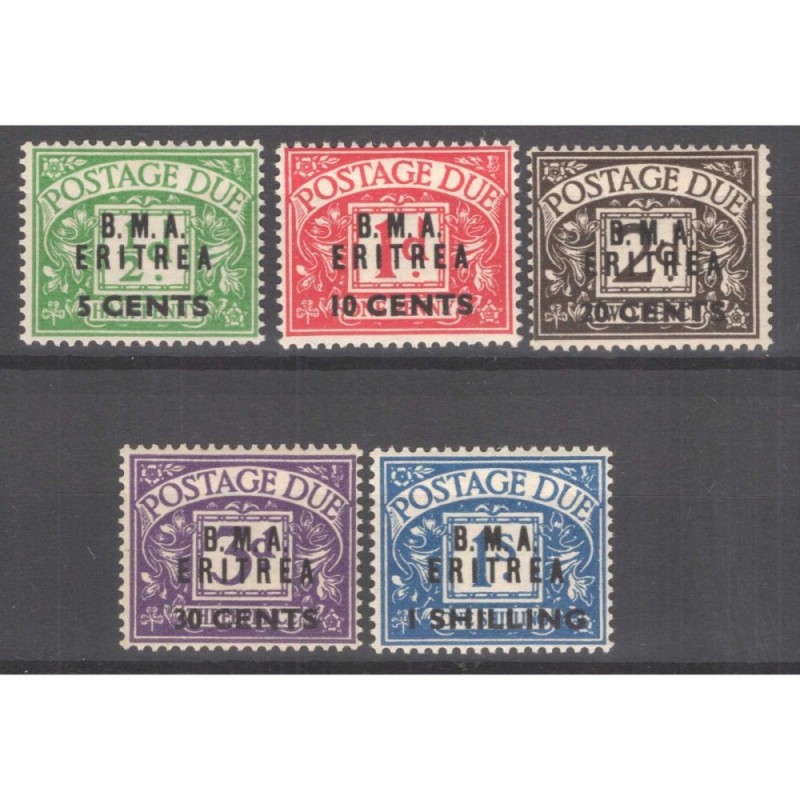 OCCUPAZIONI ERITREA 1948 SEGNATASSE B.M.A 5 V. G.I MNH**  | Filatel...
